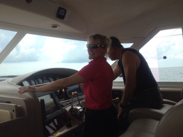 Theresa & Randy at the helm