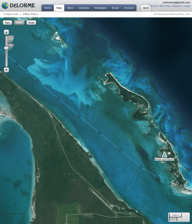 Satellite view of Pilots' Discretion track into White Sound, Green Turtle Cay