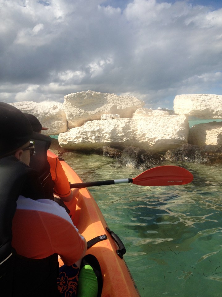 Exploring Little Harbor by kayak, Great Abaco Island, Bahamas