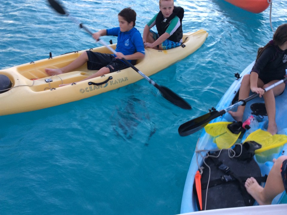 Kayaking with friends, Exuma Cays Land & Sea Park, Bahamas