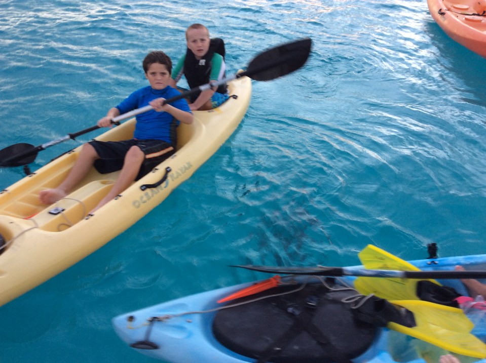 Kayaking with friends, Exuma Cays Land & Sea Park, Bahamas