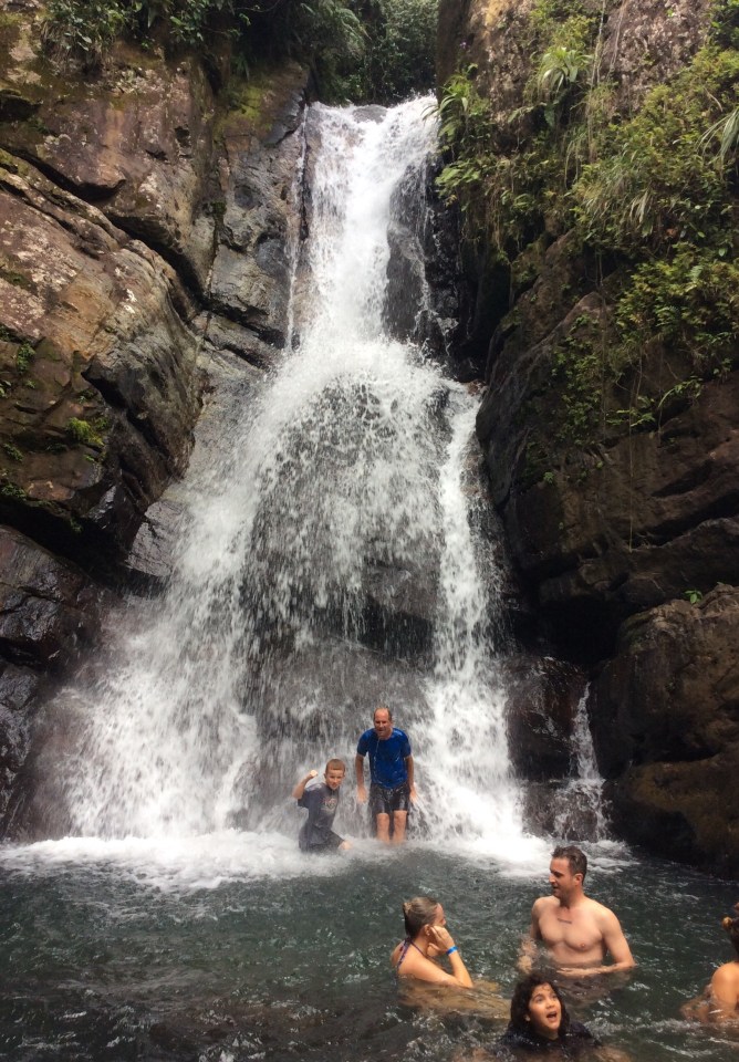 Ryan under La Mina Waterfall, El Yunque Rain Forest, Rio Grande, Puerto Rico