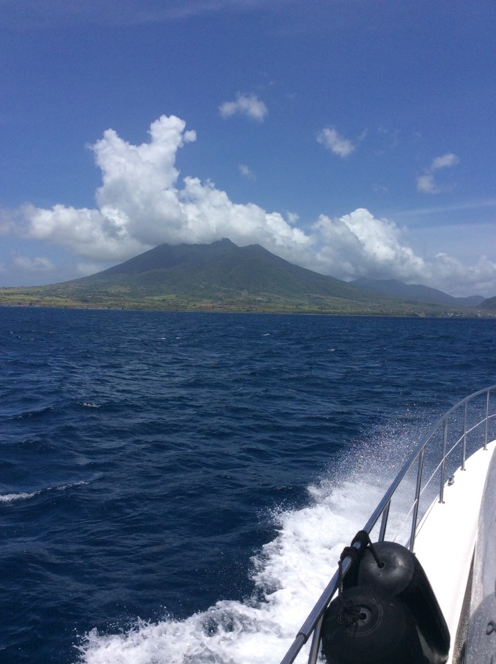 Cruising by St. Kitts, dormant volcano