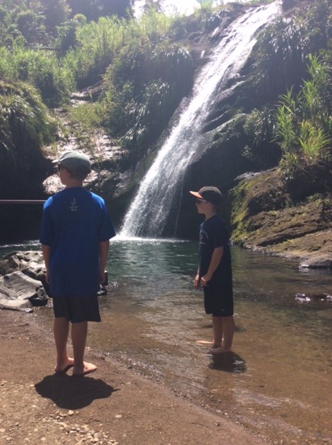 R&R watching cliff diver Concord Waterfalls