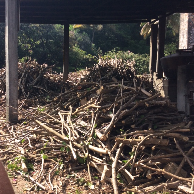 Wood for fireplace under distillery pot