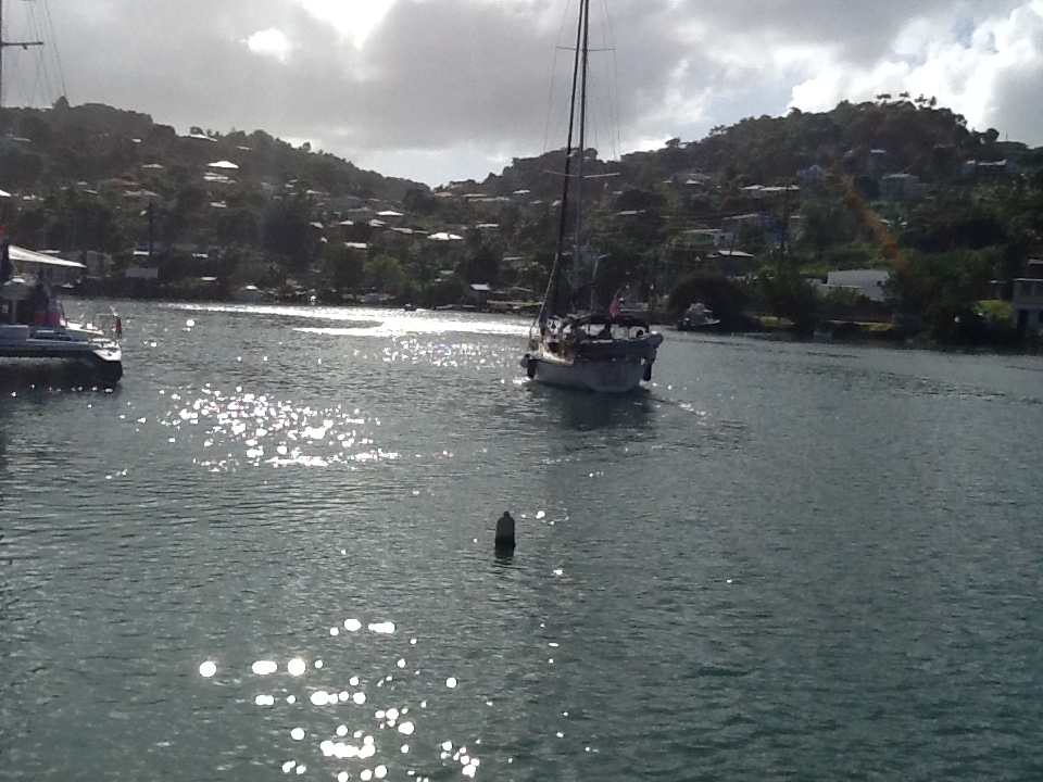 s/v Slo Down Departing Port Louis Marina, Grenada