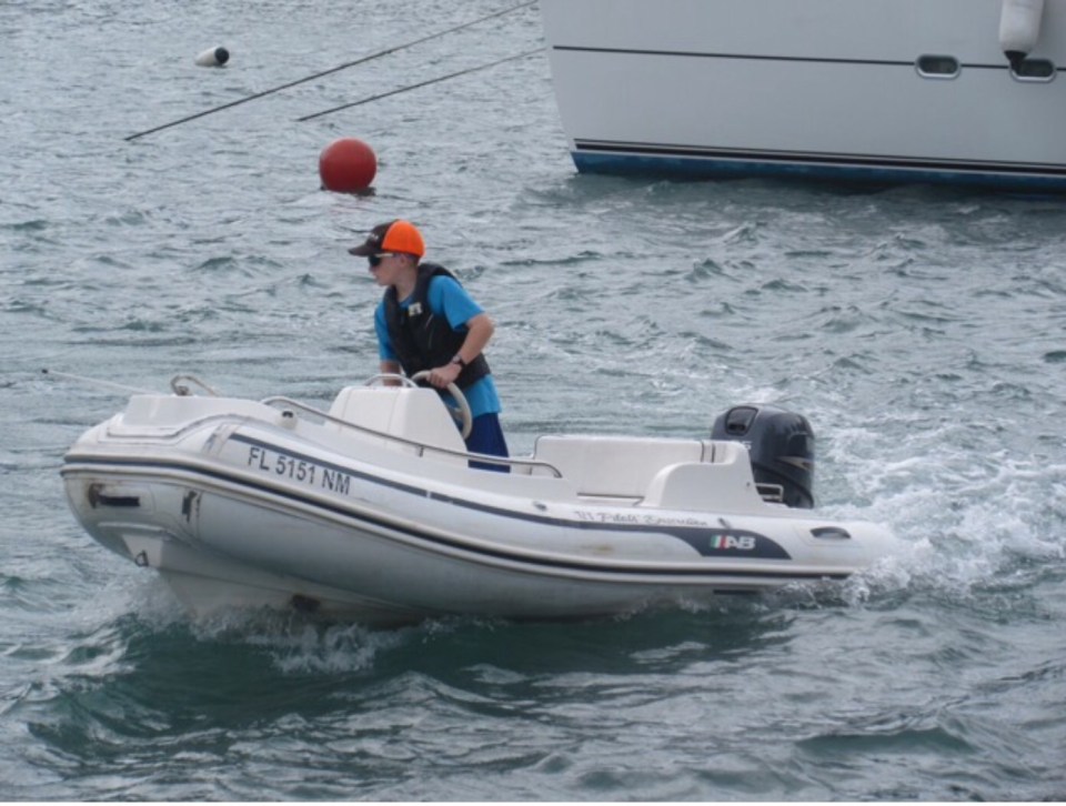 Ryan manning the dinghy