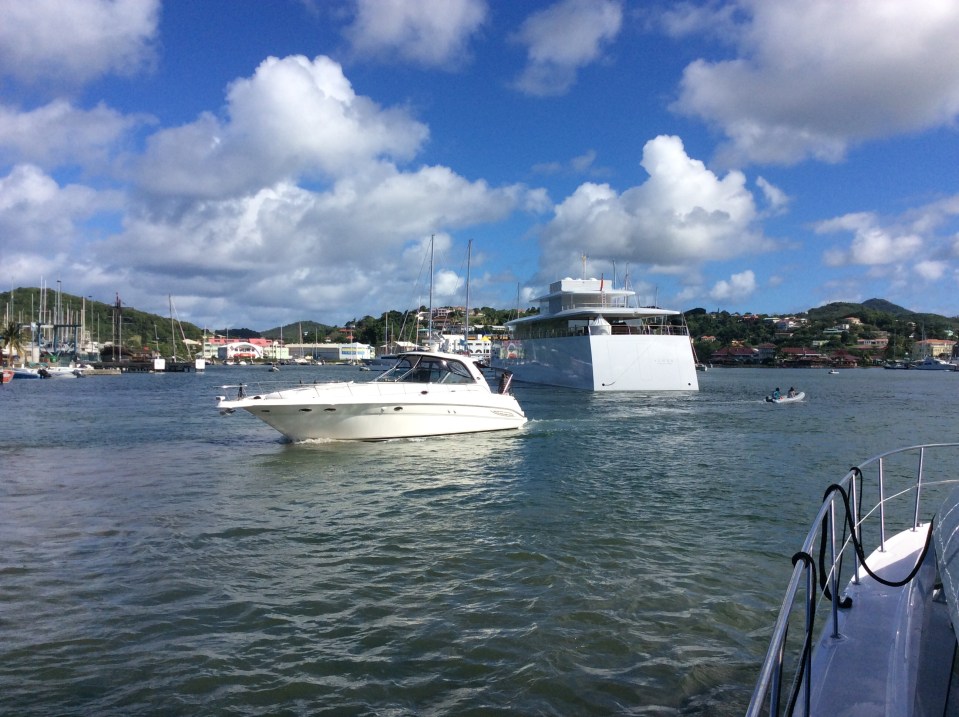 Cruising Into Rodney Bay, St. Lucia Astern Steve Jobs's M/V Venus