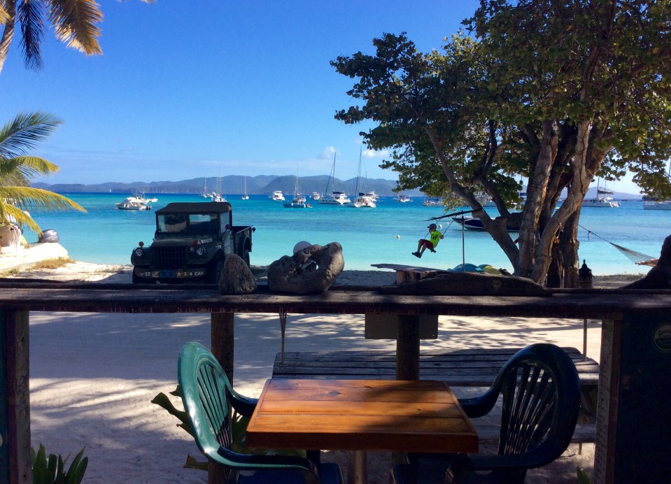 Ryan on the swing, Corsairs, Great Harbor, BVI