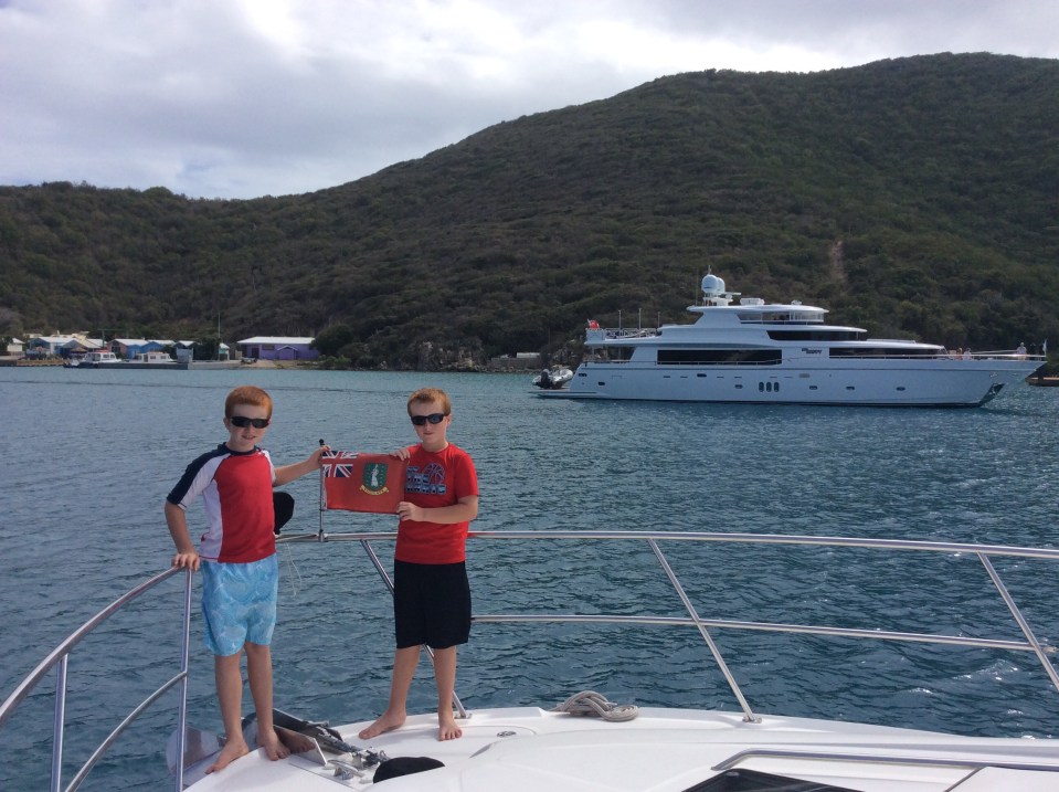 R&R hoisting the BVI courtesey flag