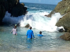 Bridget, Madison & Mike, Bubbly Pool, Jost Van Dyke, BVI