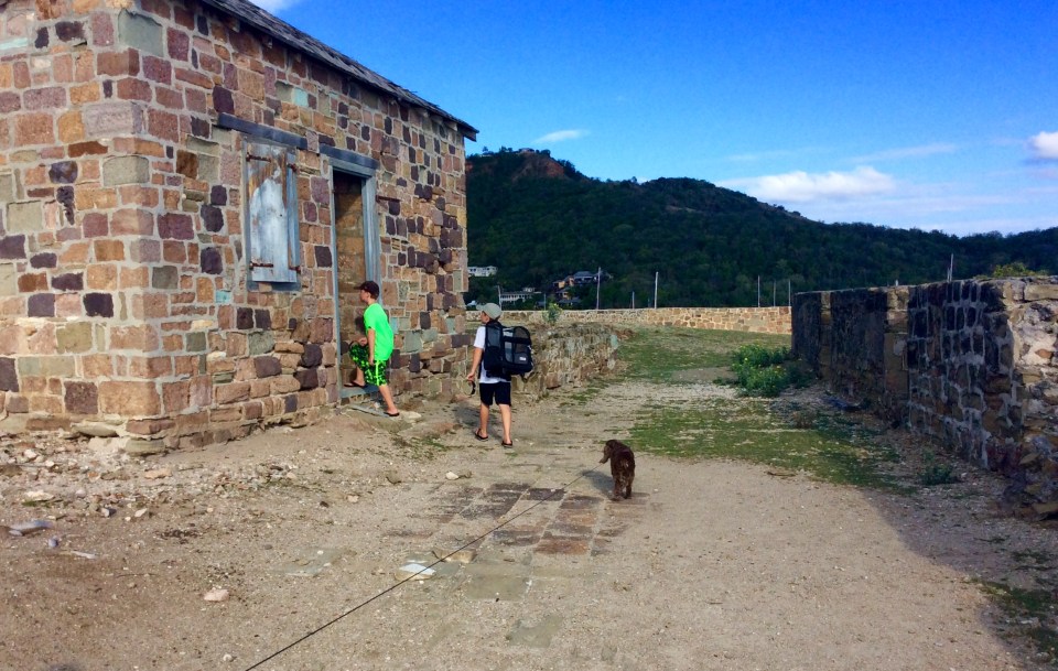 Ronan, Ryan & Patton checking out the Gun Powder House, Fort Berkeley, Antigua