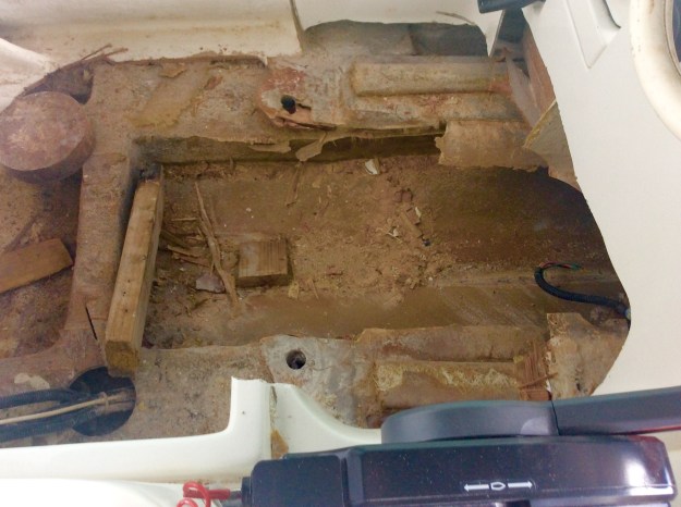 The gas tank was sealed beneath the fiber glass & had to be cut out