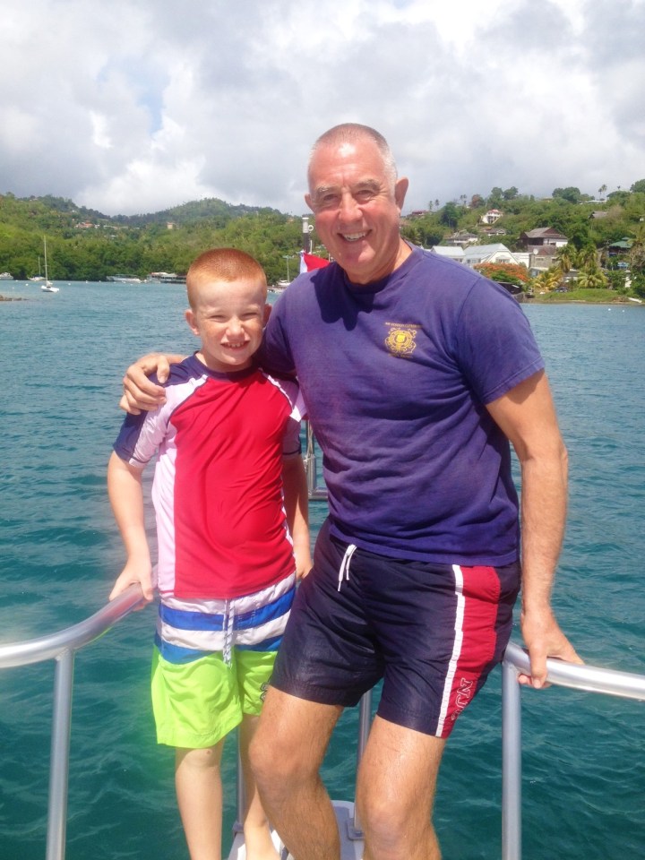 Randy & Ryan after completing their open water scuba certification dive, St. Lucia