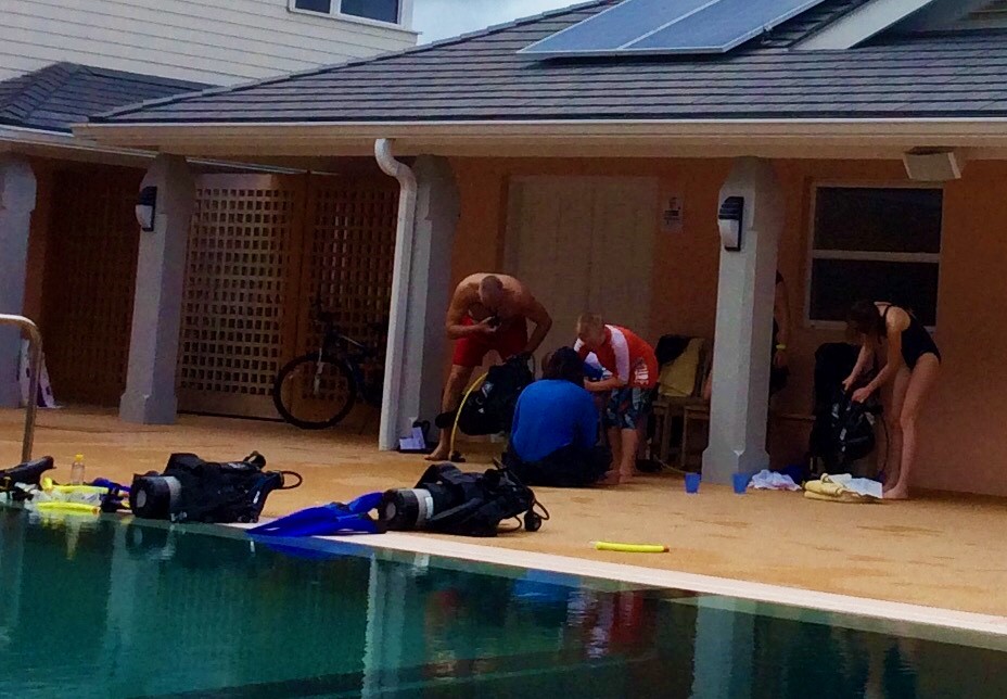 Learning about the scuba equipment, St. Lucia