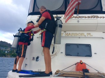 Ryan and Randy getting ready to dive the mooring ball in Bequia