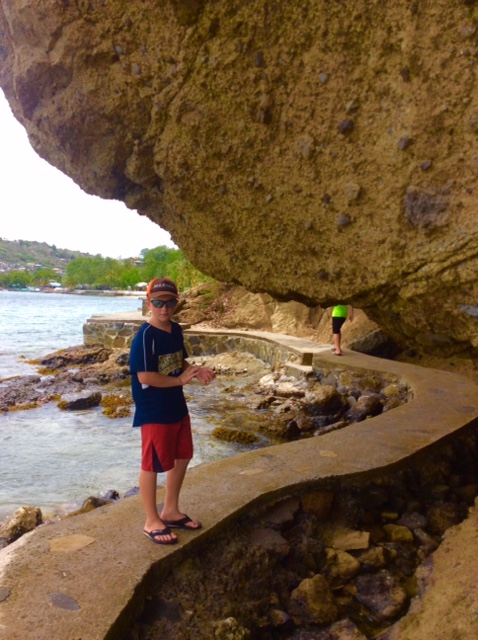 Ryan and Ronan hiking along the waterfront in Bequia