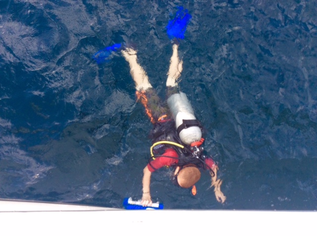 Ryan diving the boat in Bequia!