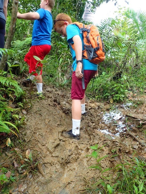 Ronan and Ryan hiking in Grenada ... just a little muddy