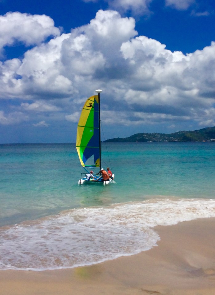 Sailing the Hobie Cat, Grand Anse Beach, Grenada