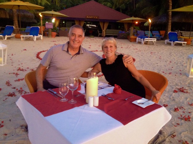 Anniversary dinner at Savvy, private beachside-waterfront-sunset, dinner for two, Mount Cinnamon Resort, St. George's, Grenada