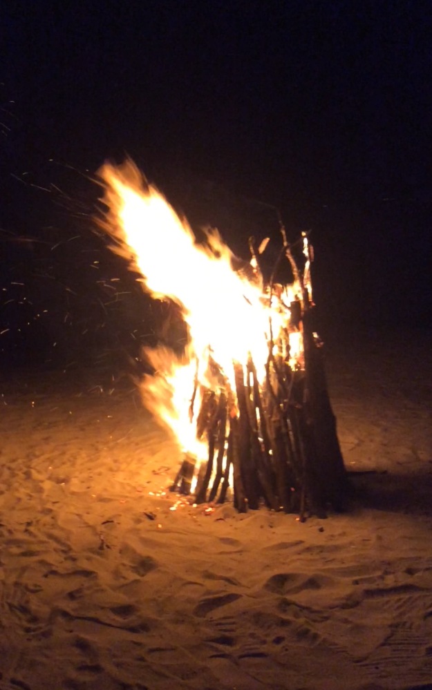 Friday night, blazing beachside bonfire, Mount Cinnamon Resort, Grand Anse Beach, St. George's, Grenada