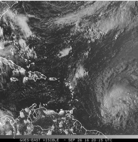Tropical Storm Matthew approaching the eastern Caribbean