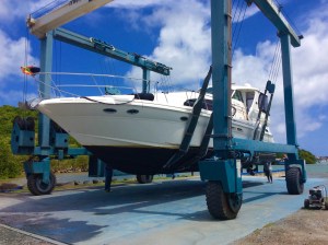Pilots Discretion being hauled at Spice Isle Marine, Grenada