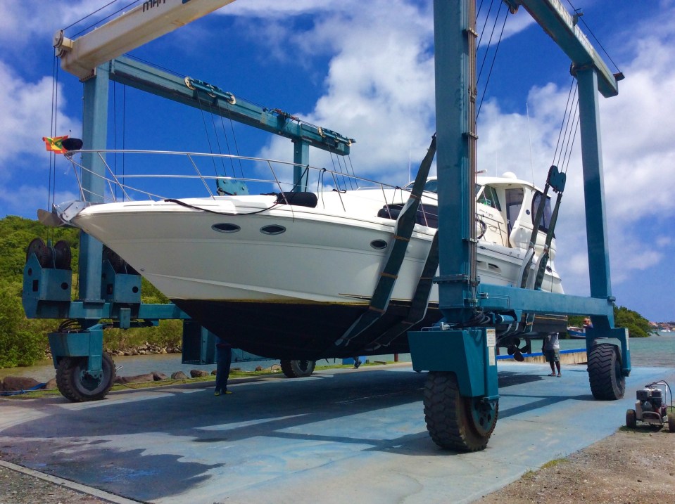 Pilots Discretion being hauled at Spice Isle Marine, Grenada