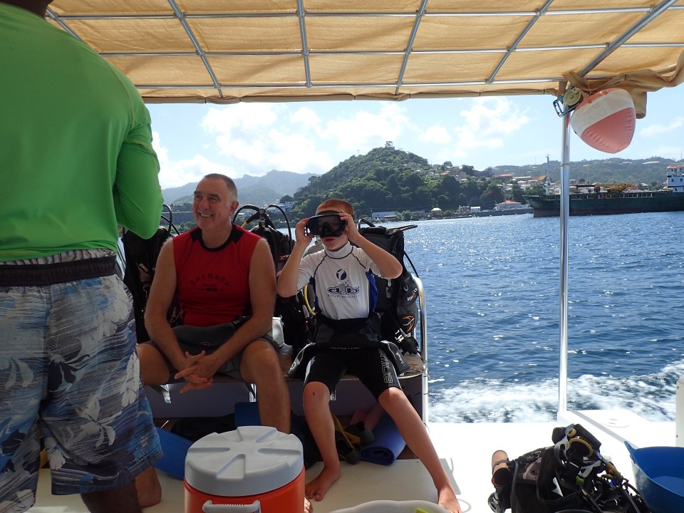 Randy & Ryan gearing up on the dive boat, Grenada
