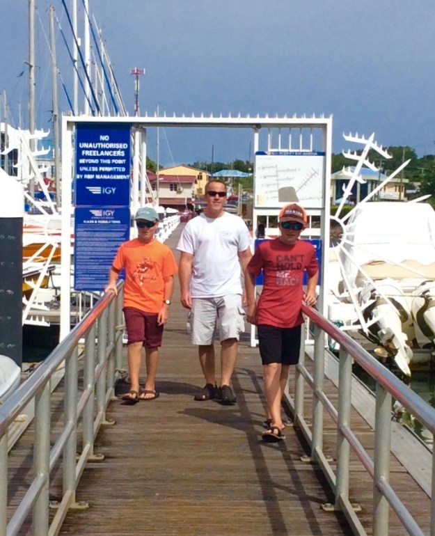 Ronan, James and Ryan departing Rodney Bay Marina, St. Lucia
