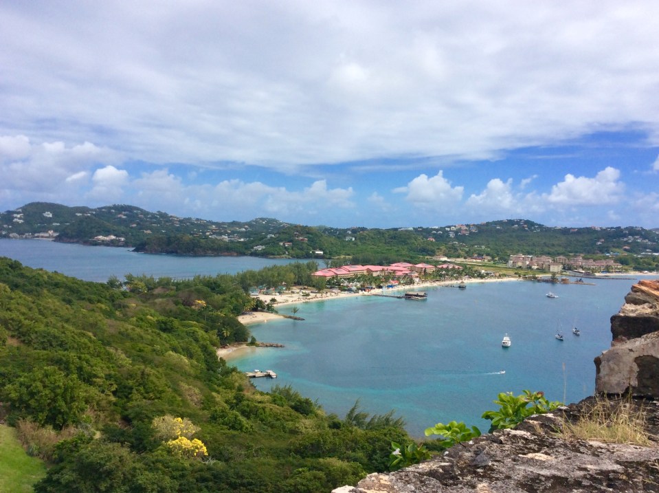 Pigeon Island land bridge (red roof tops are Sandals Resort), St. Lucia