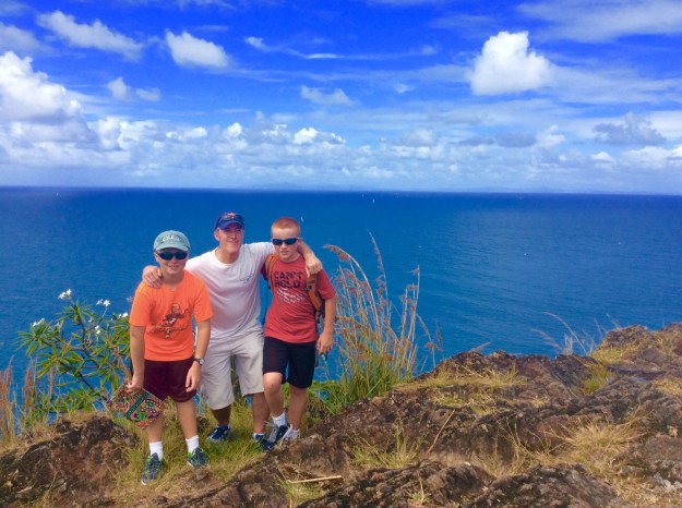 Ronan, James and Ryan (Martinique on the horizon), Fort Rodney, St. Lucia