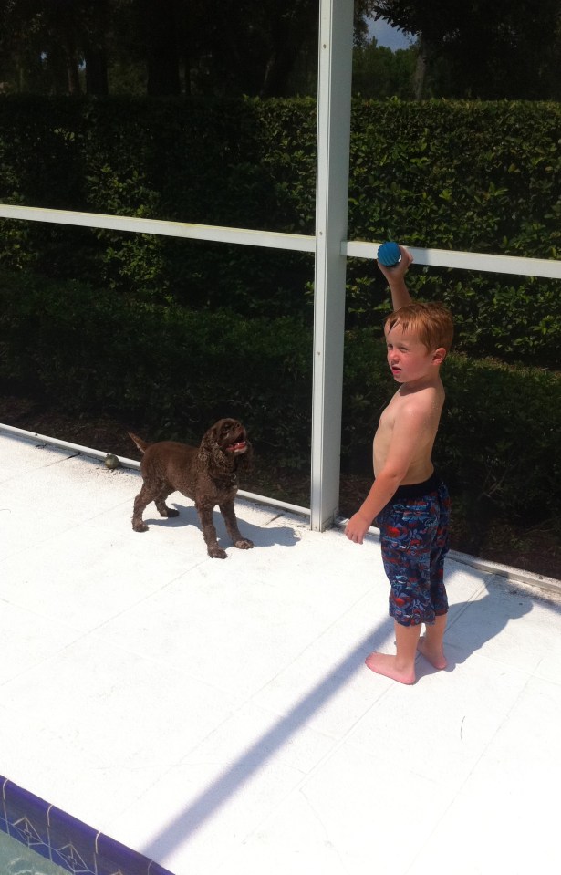 Ronan and Patton playing ball