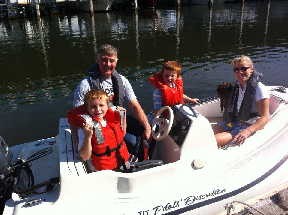 Family ride in the dinghy, Tarpon Springs, FL