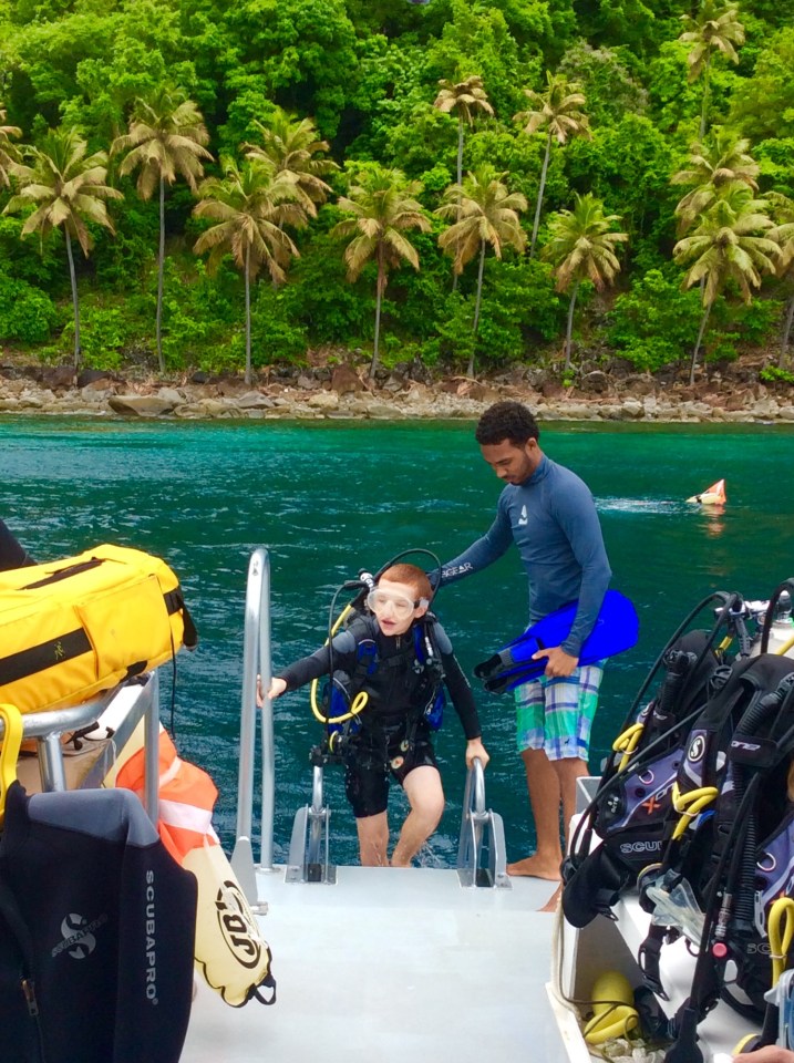 Ryan coming aboard, Turtle Reef, St. Lucia