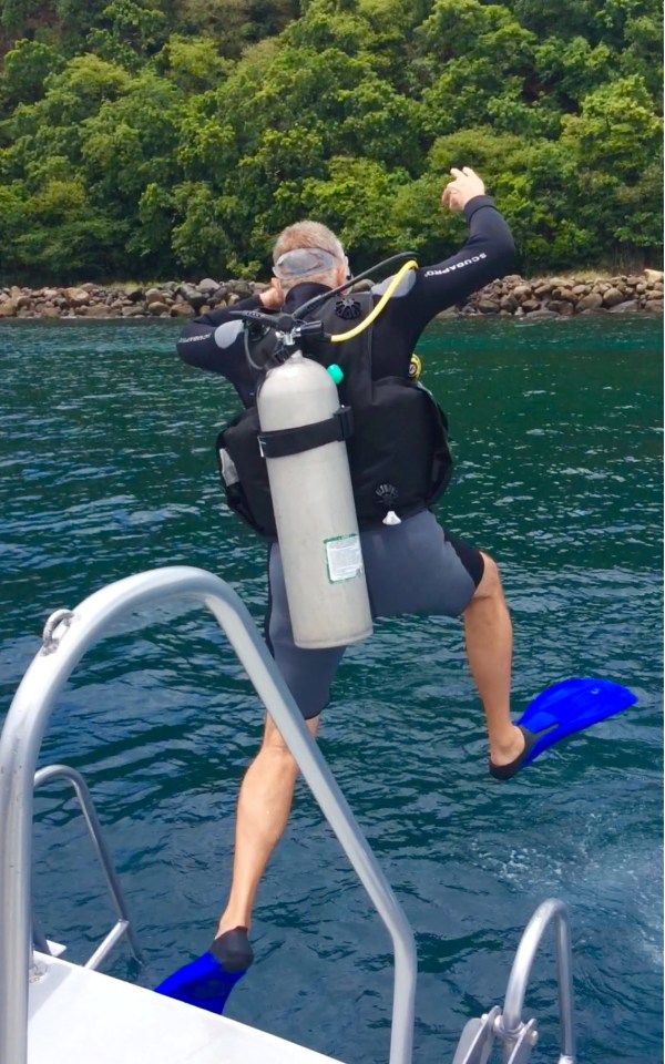 Randy, stepping in, Turtle Cay, St. Lucia