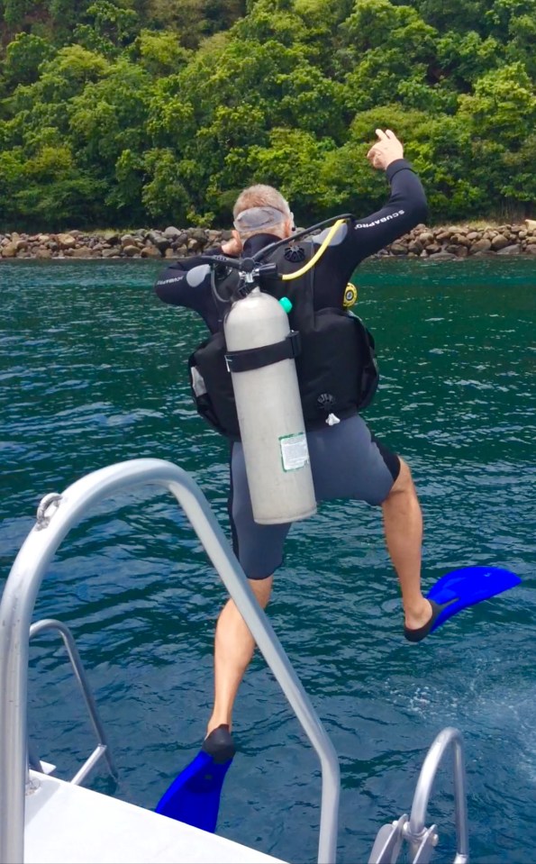 Randy, stepping in, Green Turtle Cay, St. Lucia