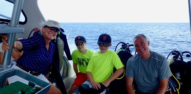 Theresa, Ronan, Ryan & Randy, dive boat, St. Lucia