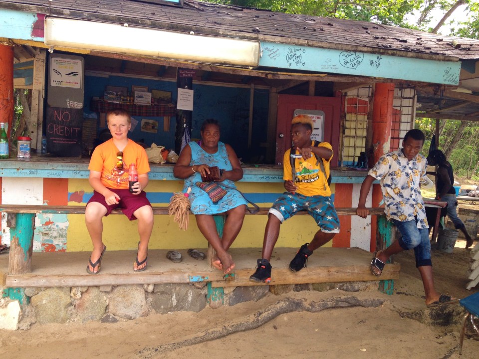 Ronan, segway break at beach side cafe, St. Lucia (2017)