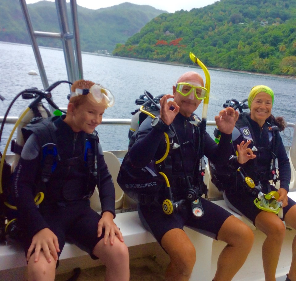 Ryan, John & Paulette, diving in St. Lucia