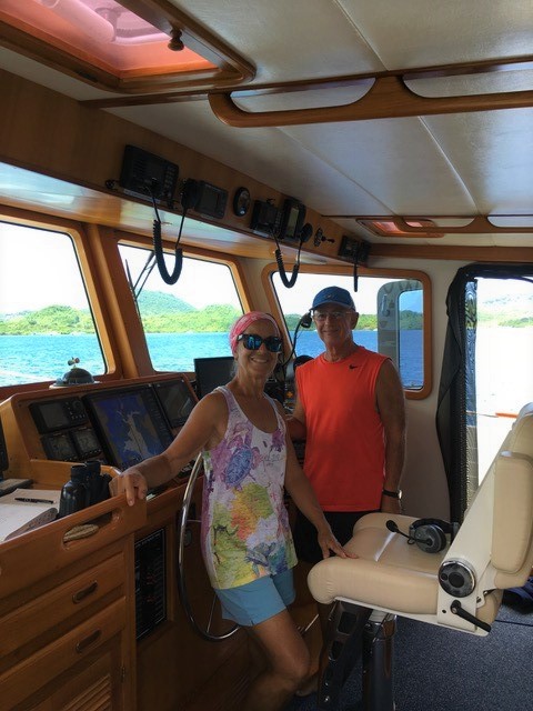 Paulette & John on the bridge of M/V Seamantha