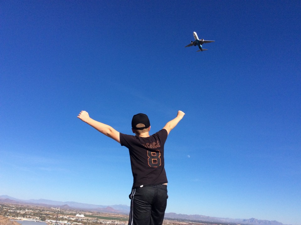 Ronan atop Mount Tempe, AZ (flight landing approach to PHX) (Jan. 2018)