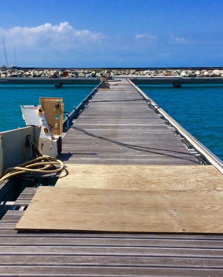 Damaged docks, Fort Louis Marina, St. Martin (March 2018)