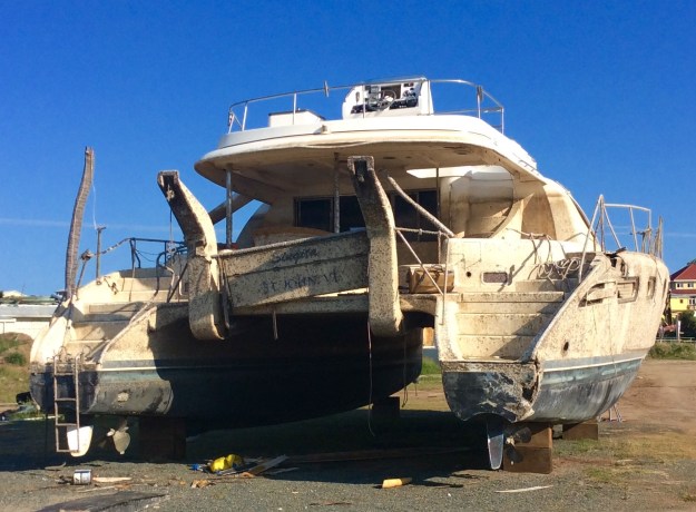 Boat grave yard in the field next to Virgin Gorda Yacht Harbor, Virgin Gorda, British Virgin Islands (March 2018)