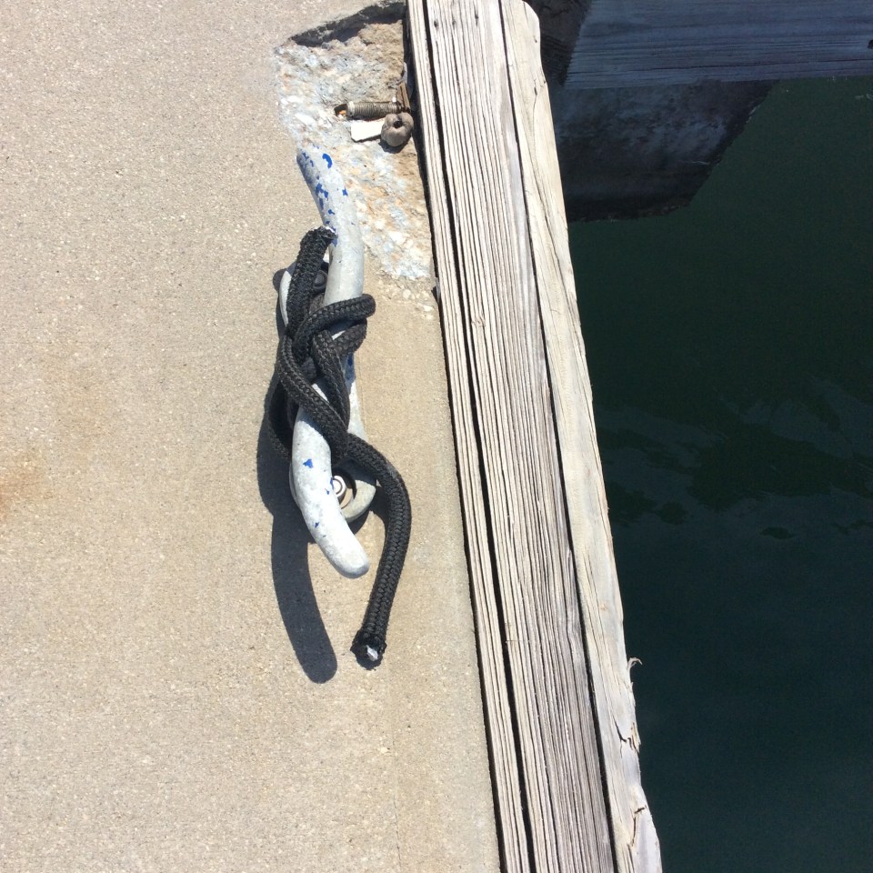 Cleat with snapped line still attached, Tortola (March 2018)
