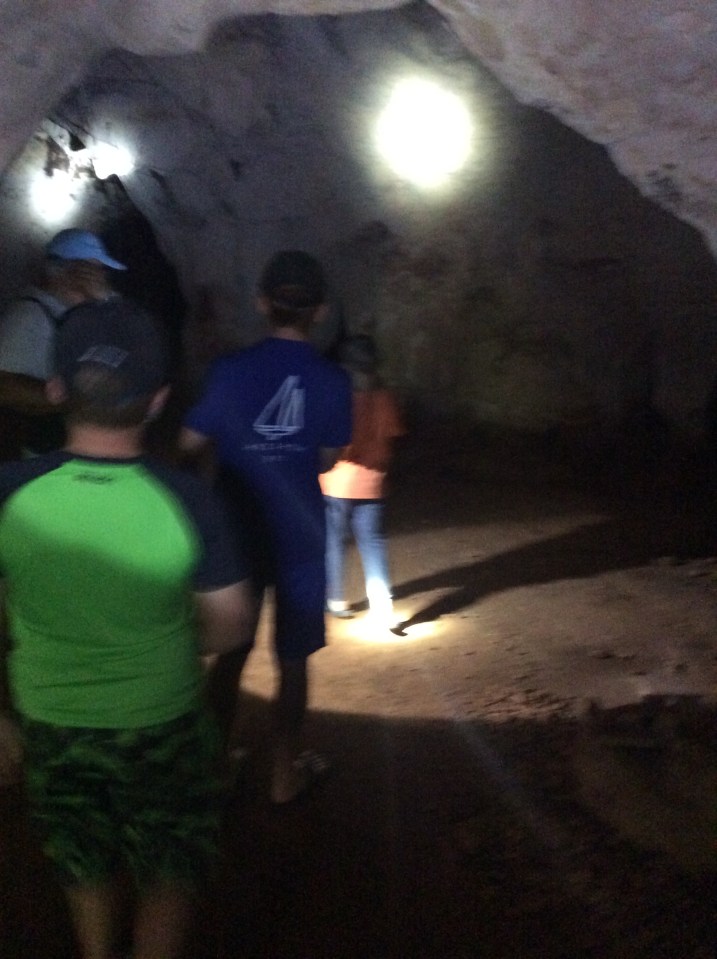 Ryan & Ronan exploring the cave, Long Island, Bahamas