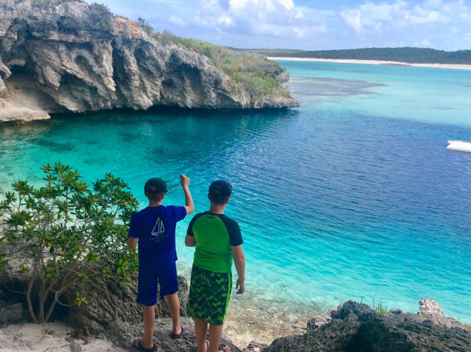 Ryan & Ronan at Dean's Blue Hole, Long Island, Bahamas