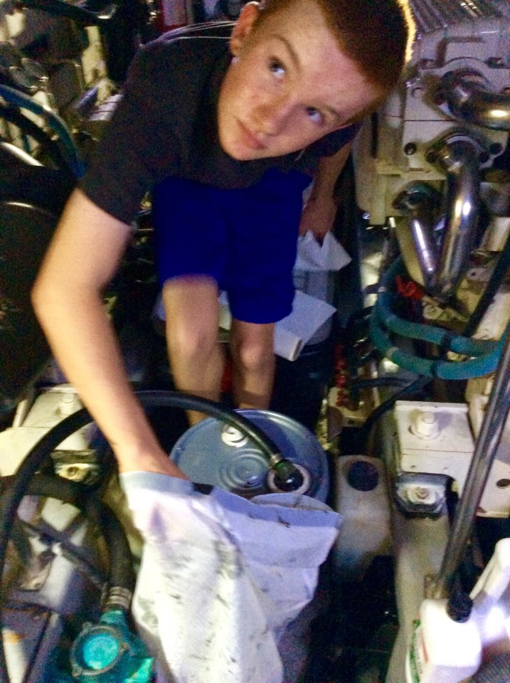 Ryan pumping the old oil out of the generator