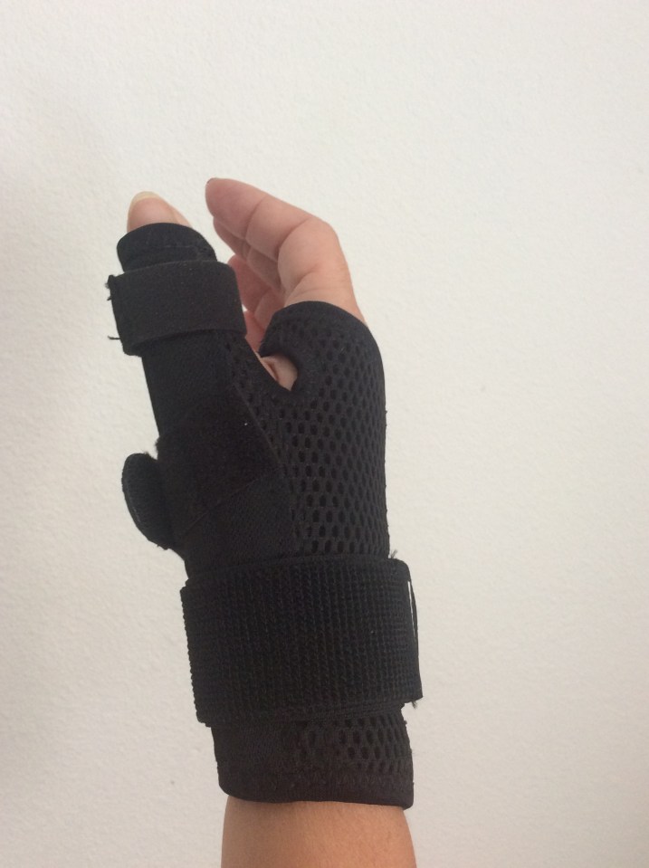 Theresa's jammed thumb